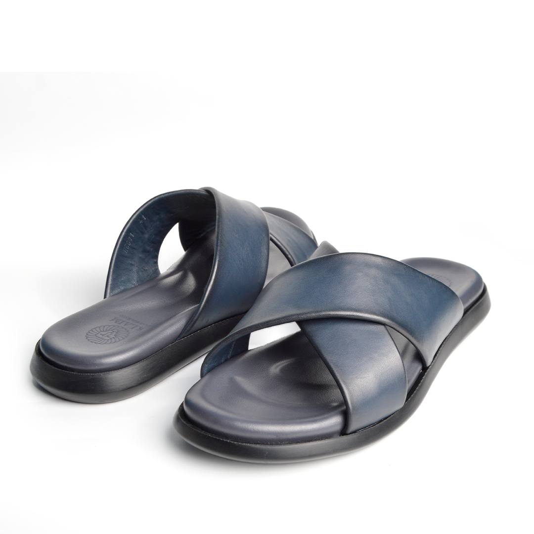 Sandale En Cuir Evo Rf 0011 Bleu Marine