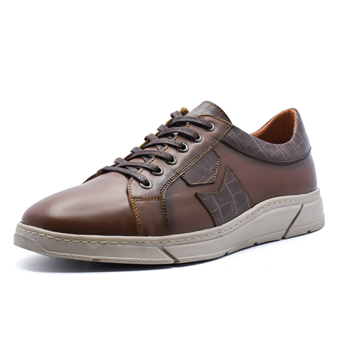 BASKETS EN CUIR MARRON RF019