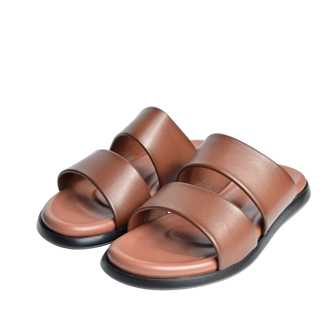 Sandale En Cuir  Rf 0012 Tabac