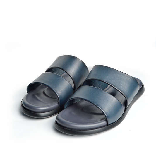 Sandale En Cuir  Rf 0012 Bleu Marine