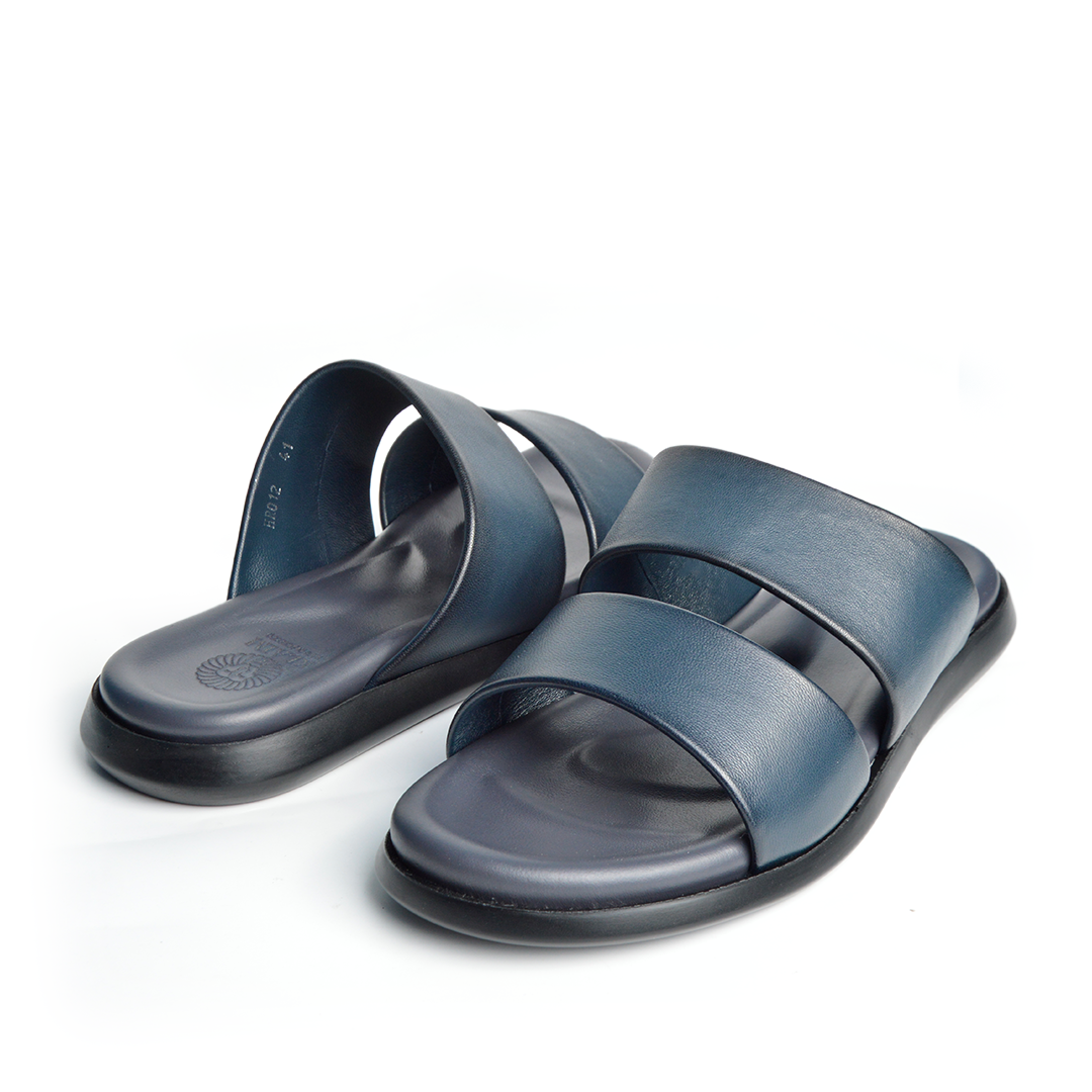 Sandale En Cuir  Rf 0012 Bleu Marine