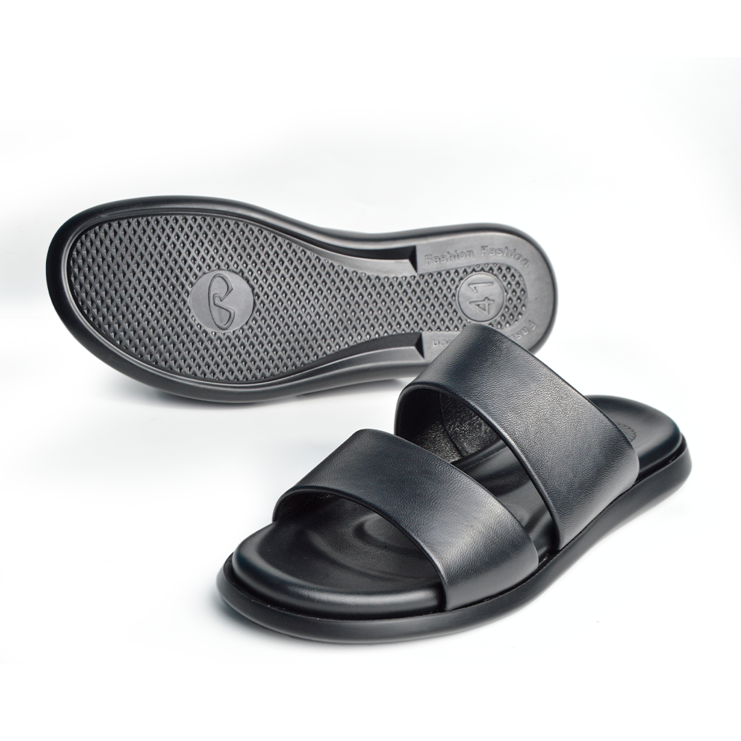 Sandale En Cuir  Rf 0012 Noir