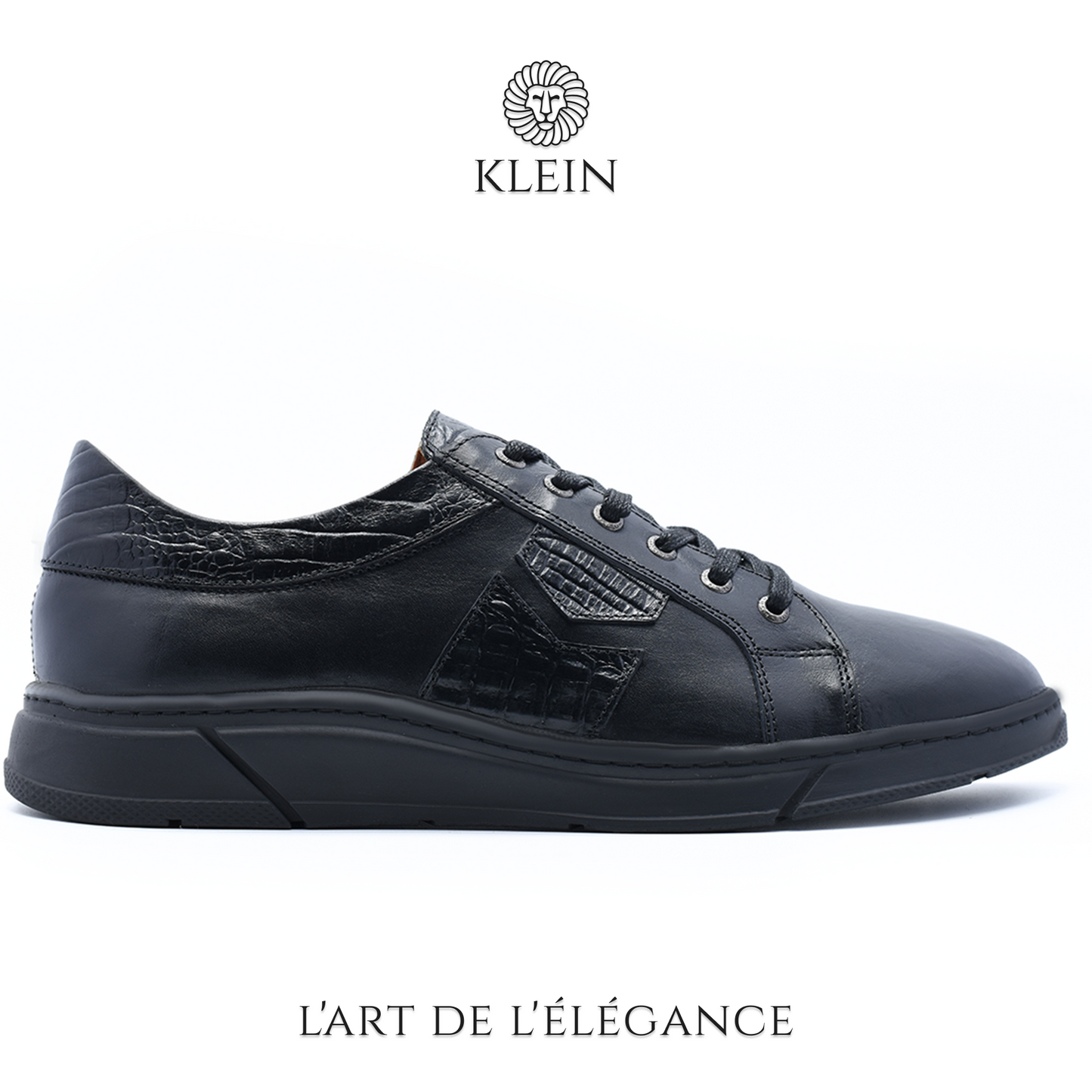 BASKETS EN CUIR NOIR RF019