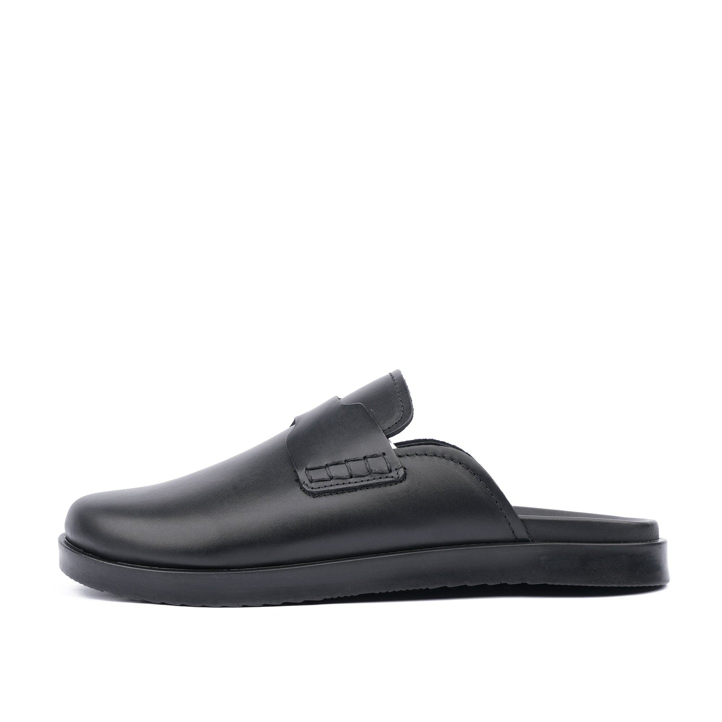 Mule en cuir noir