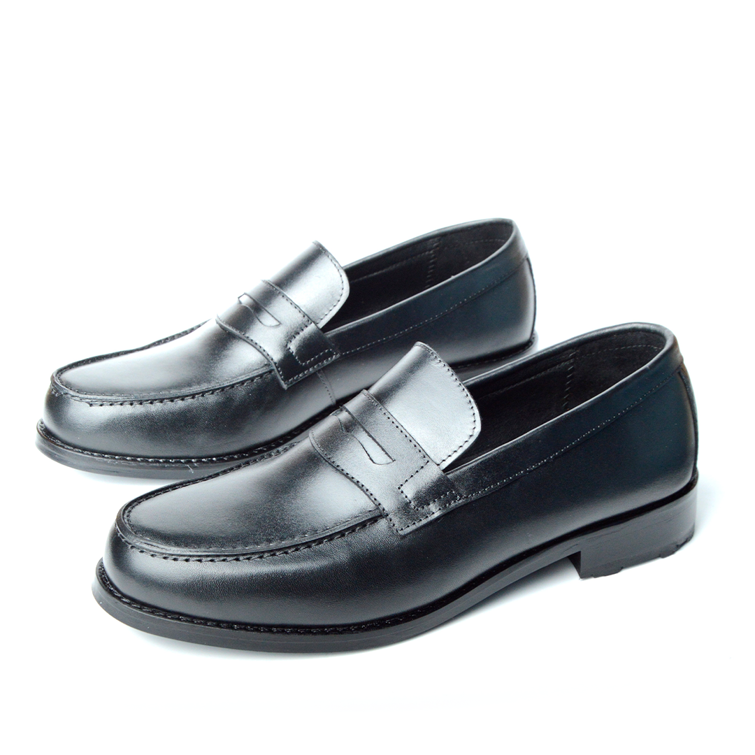 COLLEGE  CHAUSSURE CLASS EN CUIR NOIR RF:015