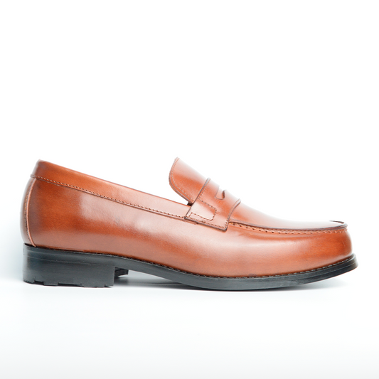 COLLEGE  CHAUSSURE CLASS EN CUIR TABAC RF:015