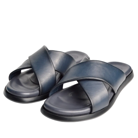 Sandale En Cuir Evo Rf 0011 Bleu Marine