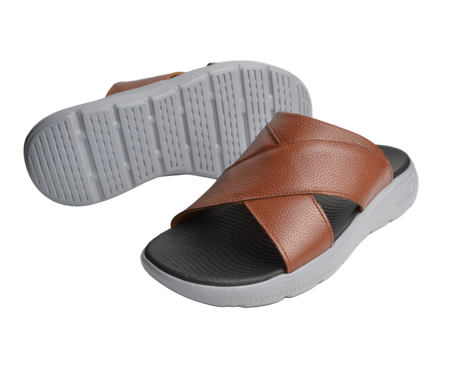 Sandale En Cuir  Rf202 Tabac Eva
