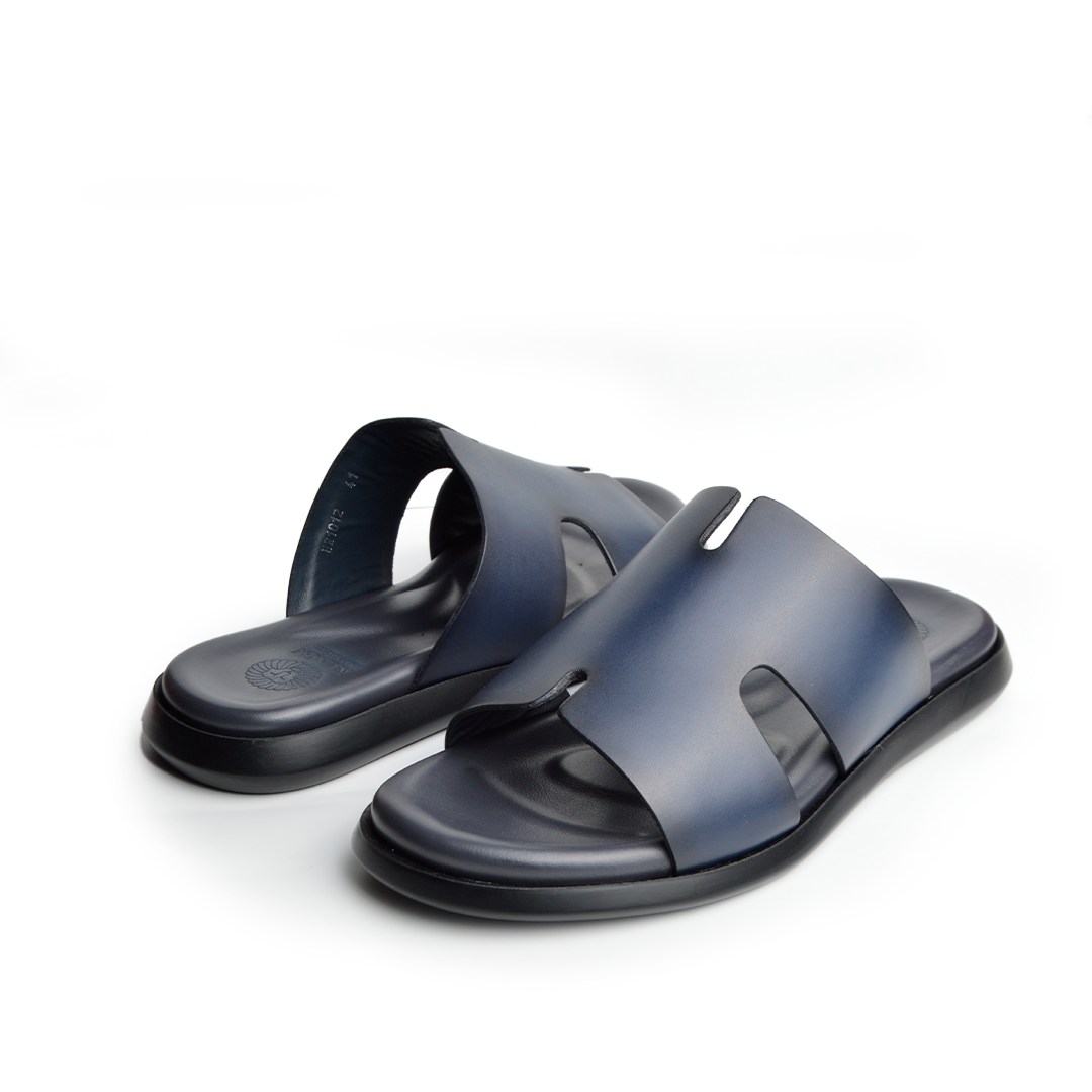 Sandale En Cuir  Rf 1012 Bleu marine