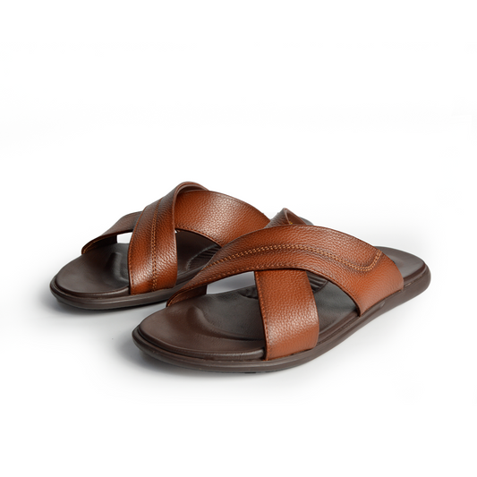 Sandale En Cuir  Rf206 X1 Tabac