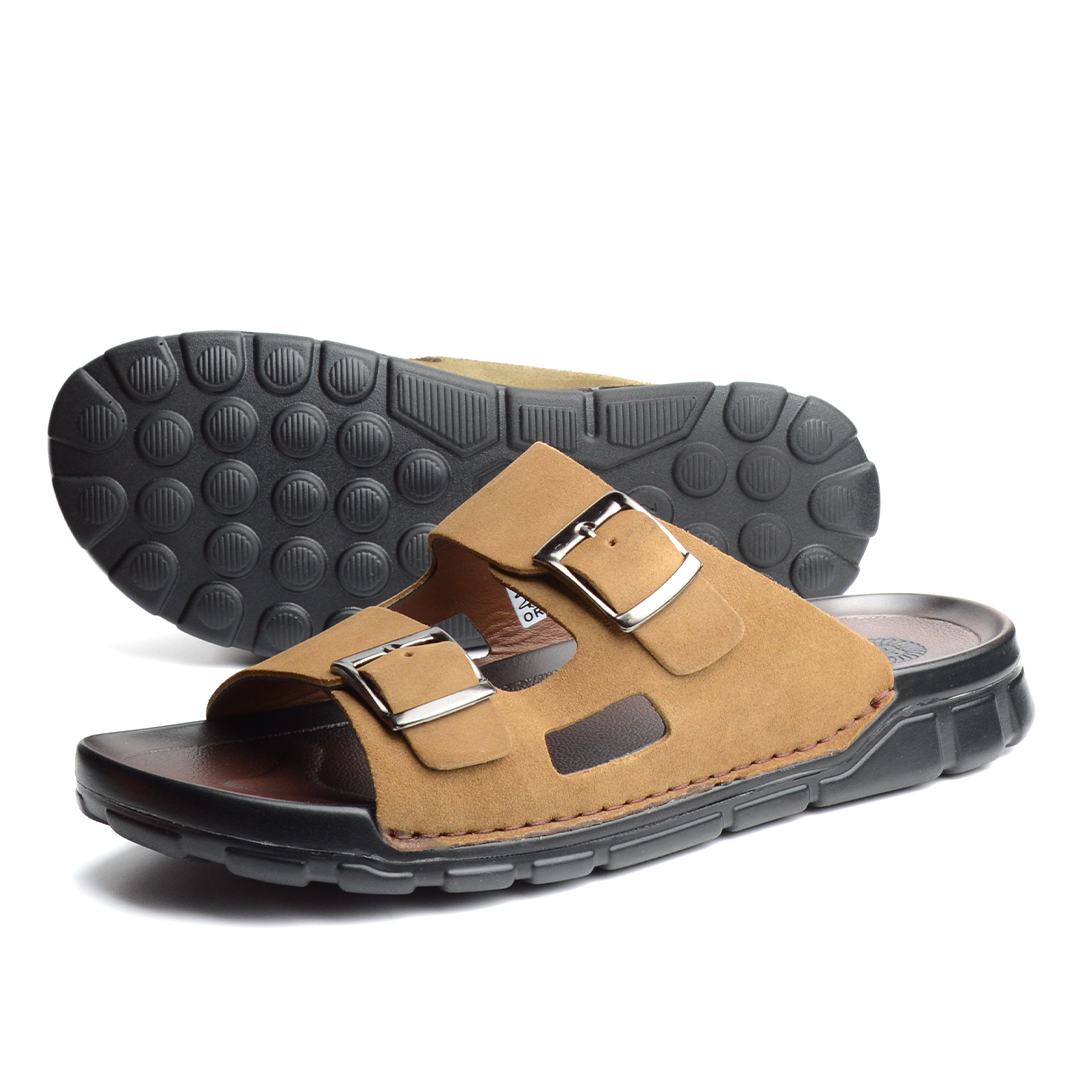 Sandale BREK En CUIR DAIM TABAC